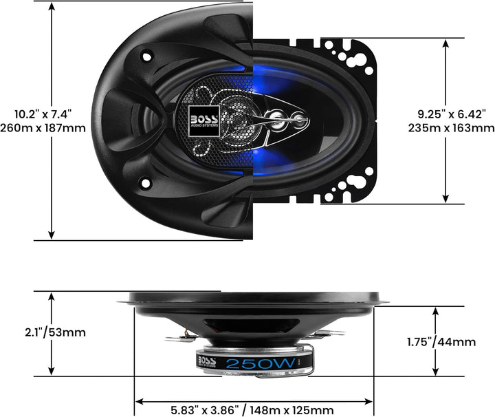 Boss Audio Systems BE464 250 Watt pro Paar, 10,2 x 15,2 cm, volle Reichweite, 4-Wege-Autolautspreche