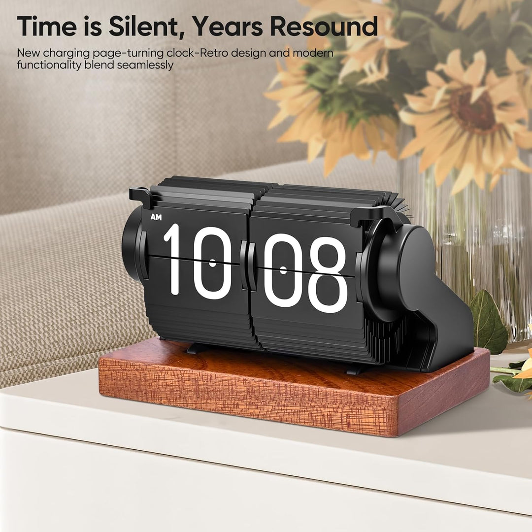 Flip Clock, Retro-Flip-Uhr, Neues USB C Wecker Digital, Grosse Zahl Mechanische Schreibtischuhr, Vin