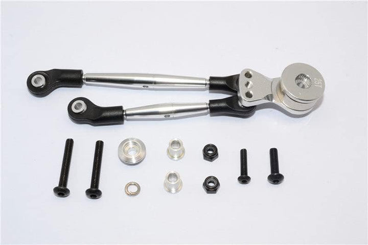 Aluminium Hi-Torque Servo Saver 25T with Aluminium Tie Rod for Tamiya 1/12 RC Lunch Box - Silver