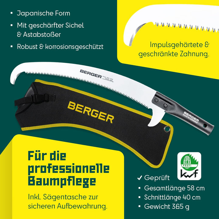 Berger ArboRapid Set 63952 Aufsatzsäge, Länge: 40 cm Sägenaufsatz für Teleskopstangen für Äste inkl.