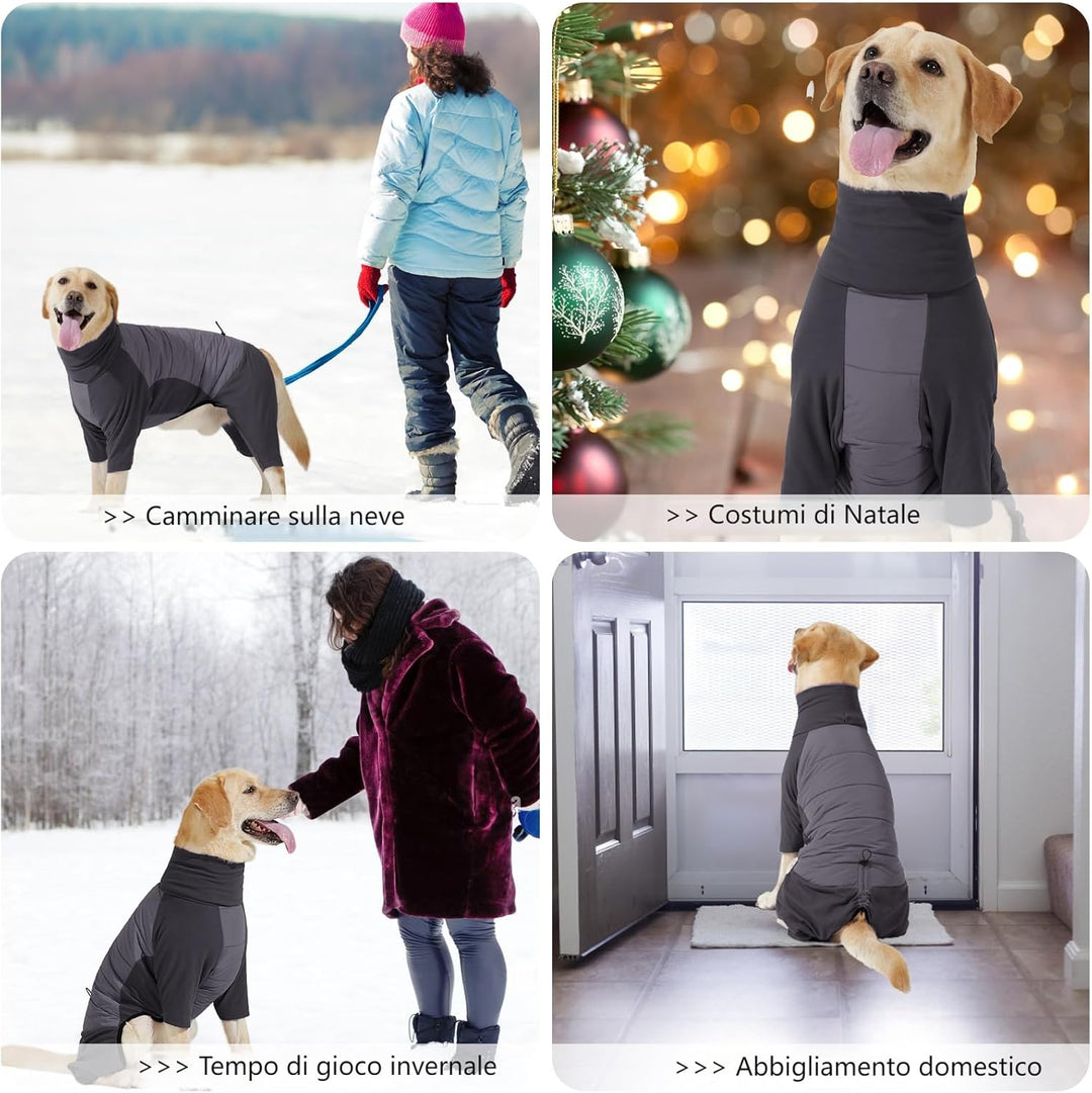 Dotoner Winter Hundemantel mit Beinen, Elastischer Wasserdicht Hundejacke Hund-Overall Fleecefutter