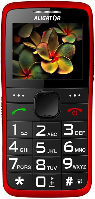 ALIGATOR Senioren grosstasten Handy AZA675RD mit 2,2“ Farb-Display, SOS-Taste und Lokalisierung, Far