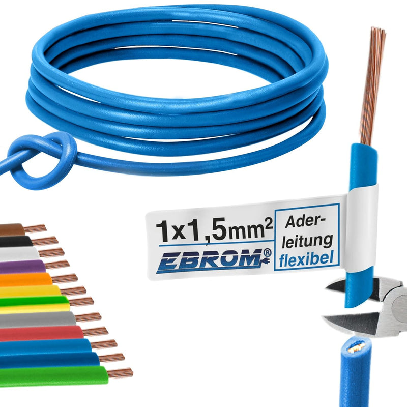 Aderleitung Verdrahtungsleitung - Einzelader flexibel 1,5 mm2 - PVC Leitung - H07V-K 1,5 mm² - Farbe