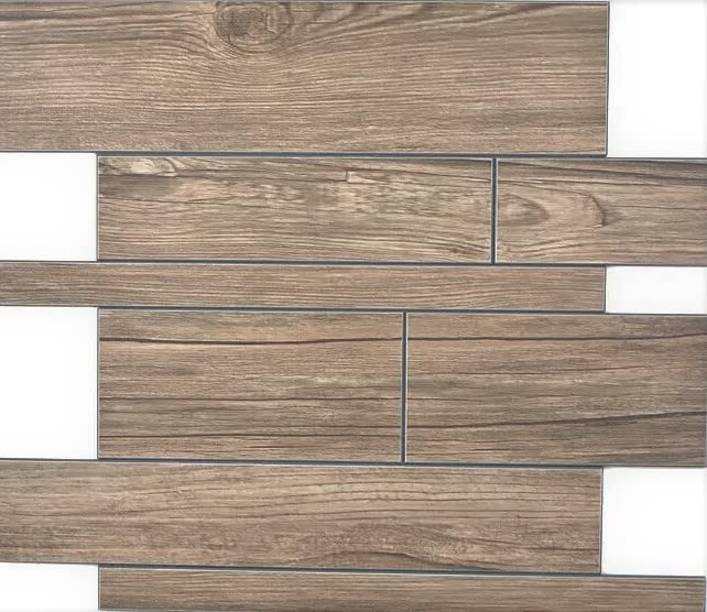 Selbstklebnde Mosaikmatte Verbund Alu Holzoptik Braun für WAND KÜCHE Wandverblender Fliesenspiegel V