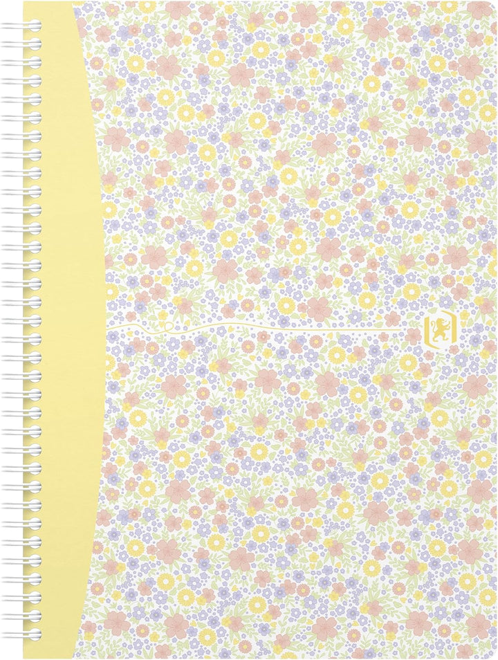 Oxford Spiralbuch B5, kariert, 60 Blatt, Floral, 4 Blumen-Motive, 5 Stück, kariert