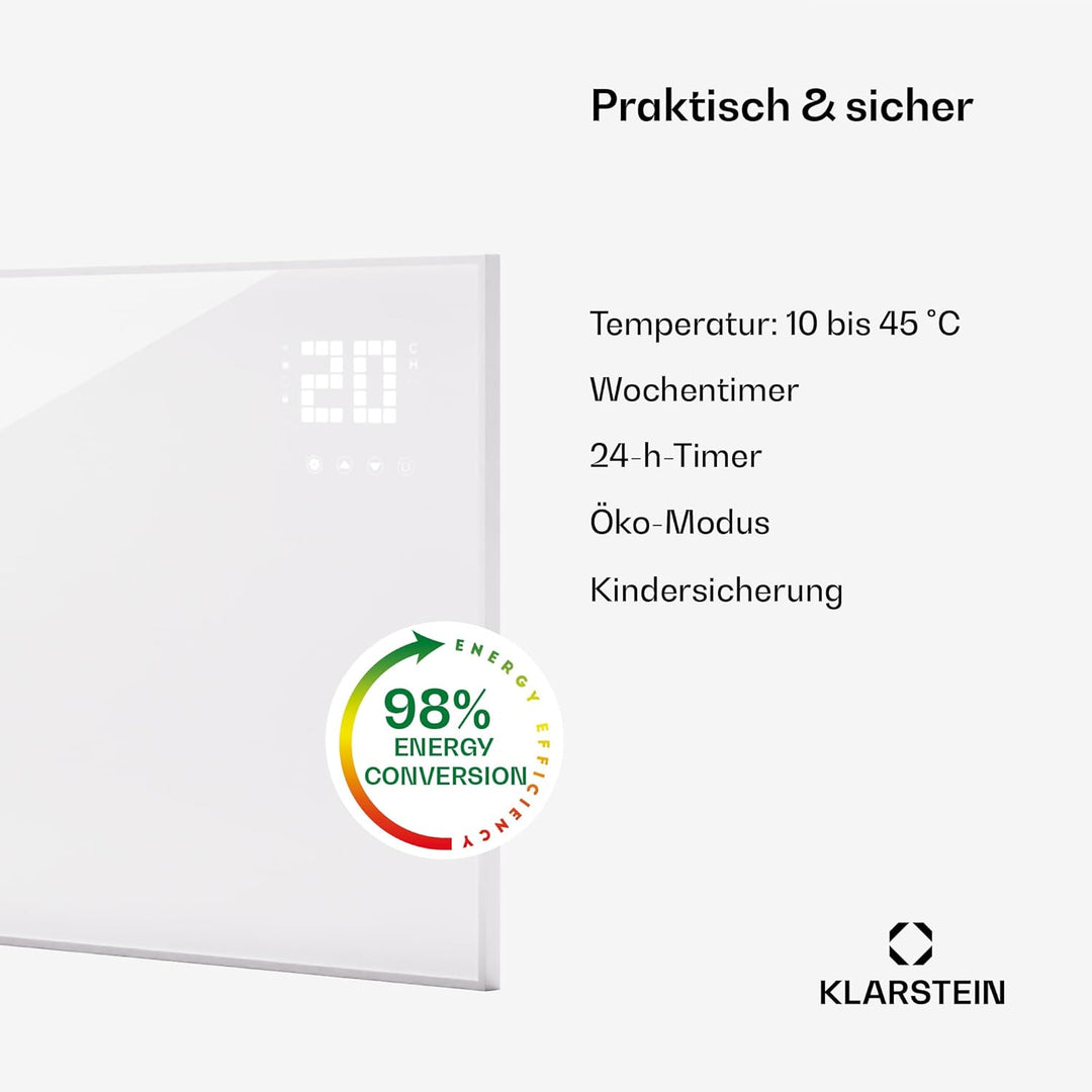 Klarstein Infrarotheizung mit Thermostat, 770W Elektroheizung, Smart Home Bild-Infrarotheizung zur W