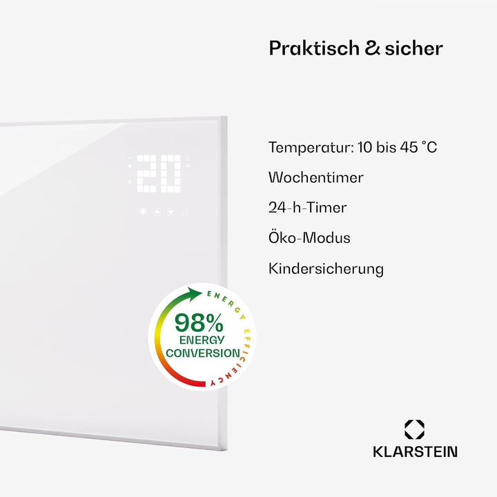 Klarstein Infrarotheizung mit Thermostat, 770W Elektroheizung, Smart Home Bild-Infrarotheizung zur W