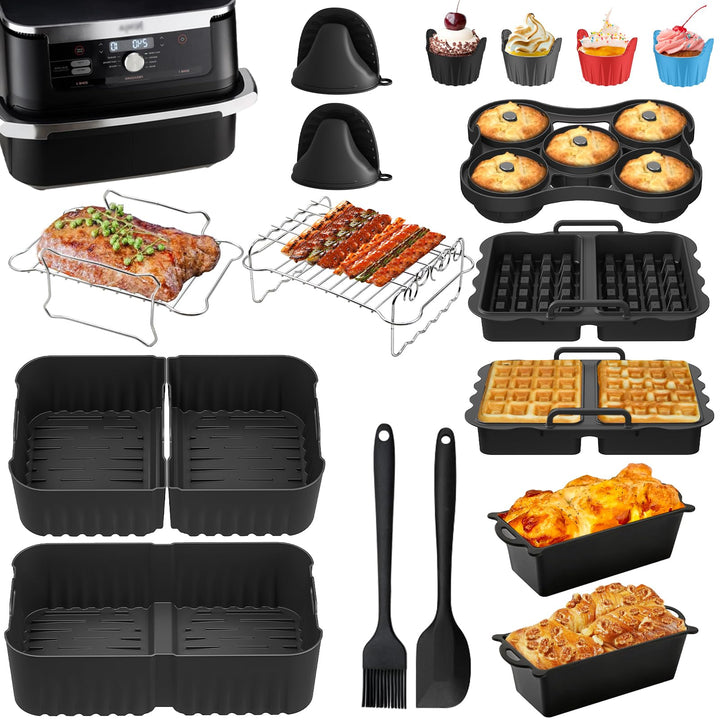 Heissluftfritteuse Zubehör für Ninja 10,4L AF500EU, Airfryer Silikonform für Ninja Foodi Flexdrawer