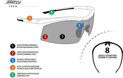 Snatch Radbrille Selbsttönend Polarisiert - Fahrradbrille Photochrome Sportbrille Sonnenbrille Ski L