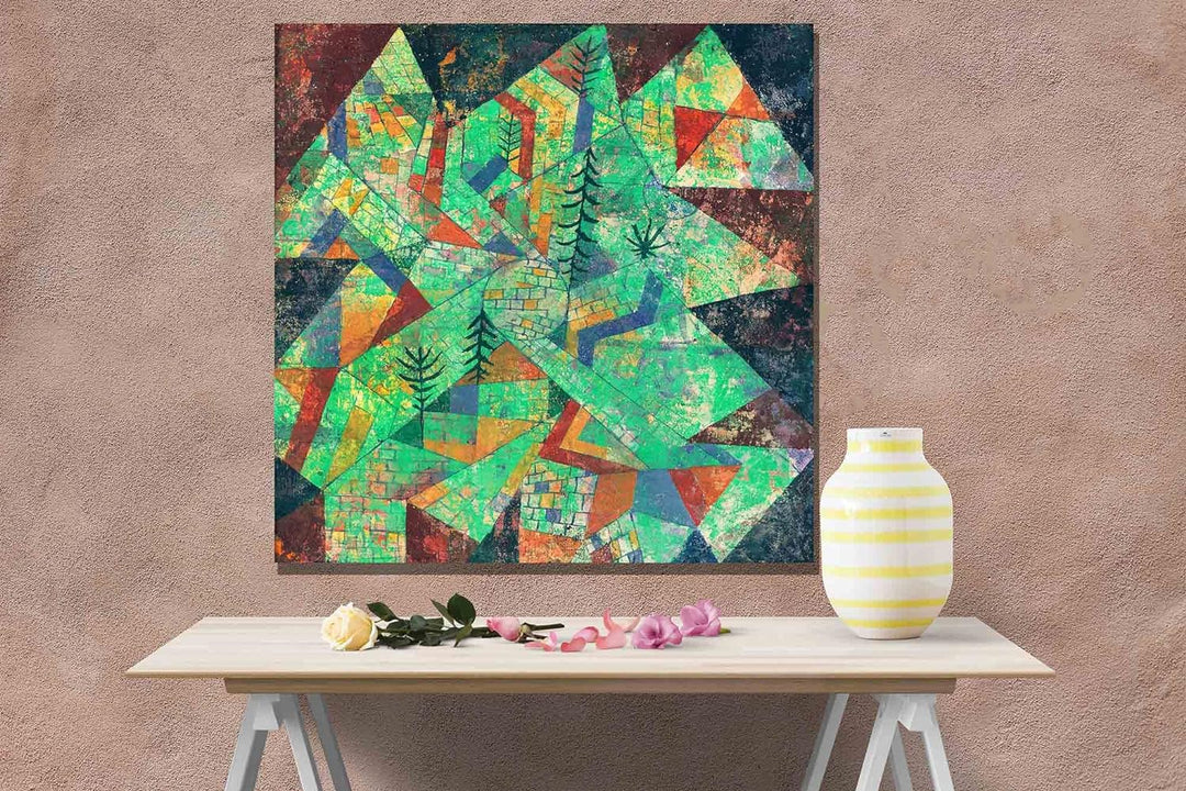 Artley Prints - The Forest Construction by Paul Klee Leinwand-Kunstdruck, moderne quadratische Druck