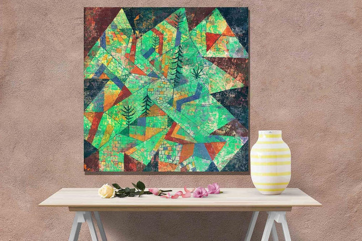 Artley Prints - The Forest Construction by Paul Klee Leinwand-Kunstdruck, moderne quadratische Druck