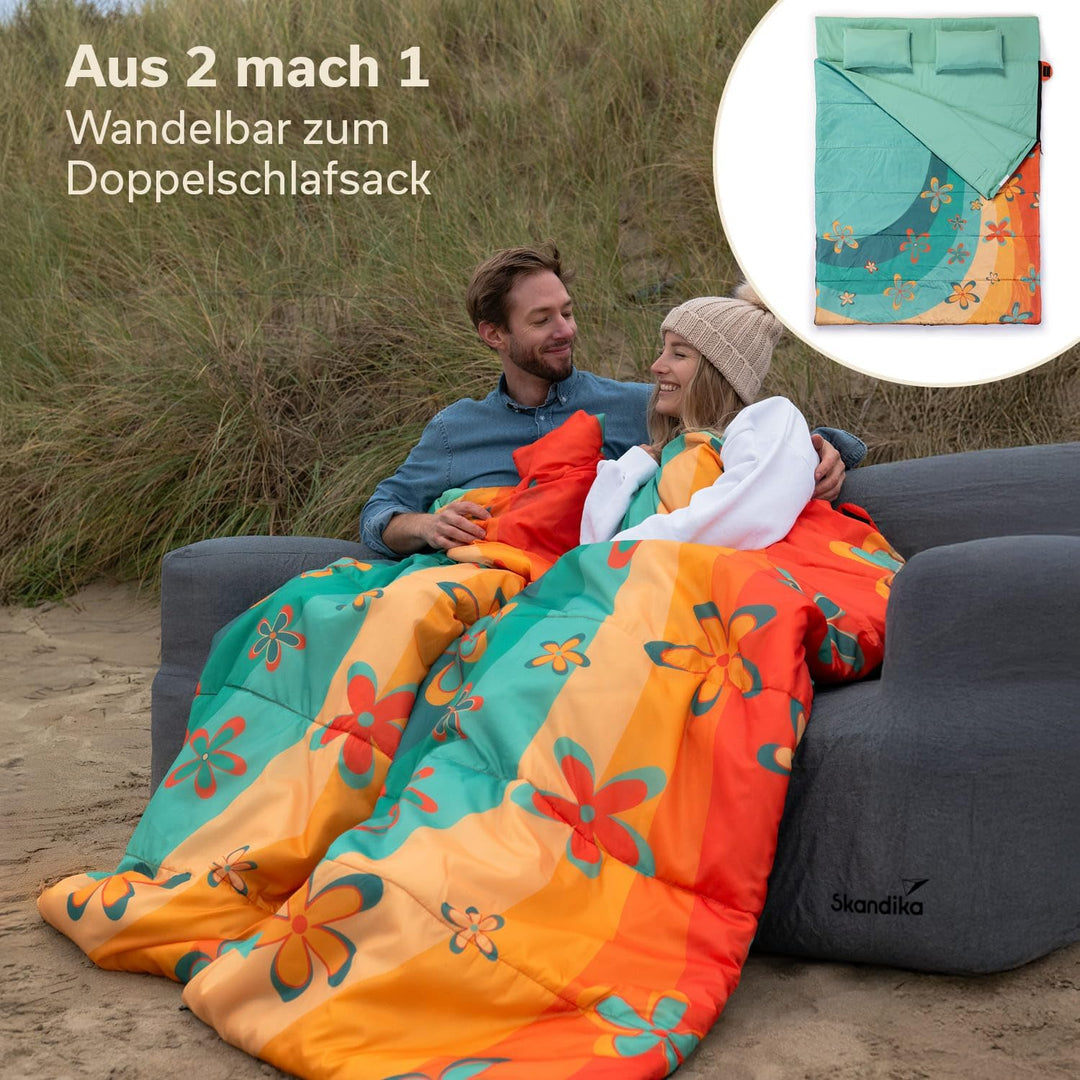 Skandika Deckenschlafsack Sovro | Schlafsack Outdoor für Erwachsene, 3 Jahreszeiten, als Doppelschla