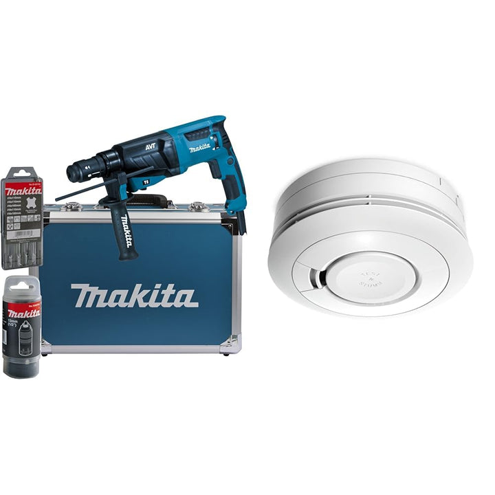 Makita HR2631FT13 Kombihammer für SDS-PLUS 26 mm im Alukoffer & Ei Electronics Ei650 Rauchwarnmelder