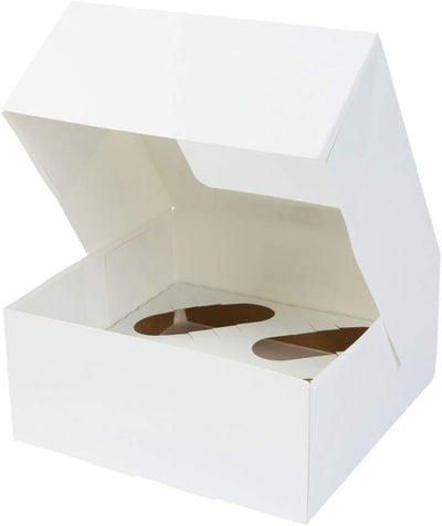 BIOZOYG 4er Cupcake Muffin Box Karton mit grossem Sichtfenster inkl. Einlage I 100 Stück Patisseries