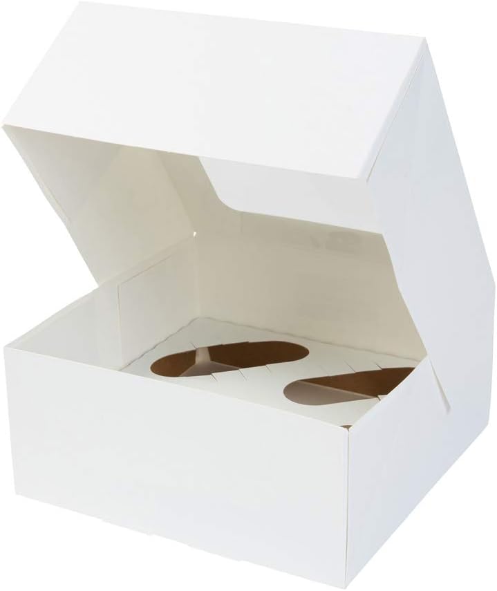 BIOZOYG 4er Cupcake Muffin Box Karton mit grossem Sichtfenster inkl. Einlage I 25 Stück Patisseriesc