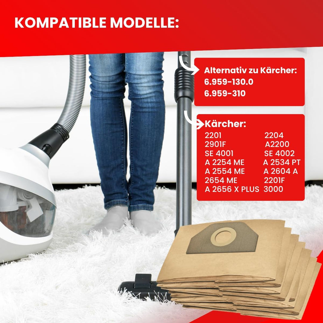 Invest - Staubsaugerbeutel Ersatz, Filtertüten Beutel Kompatibel mit Kärcher: 2701, 2701 TE, 2731, 3