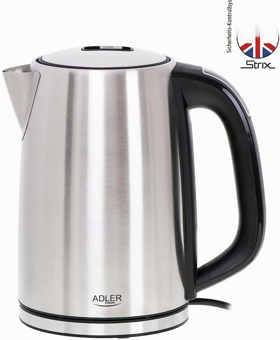 ADLER AD 1340 1,7L Stahlkessel mit LCD, Wasserkocher mit Temperaturkontrolle, silber