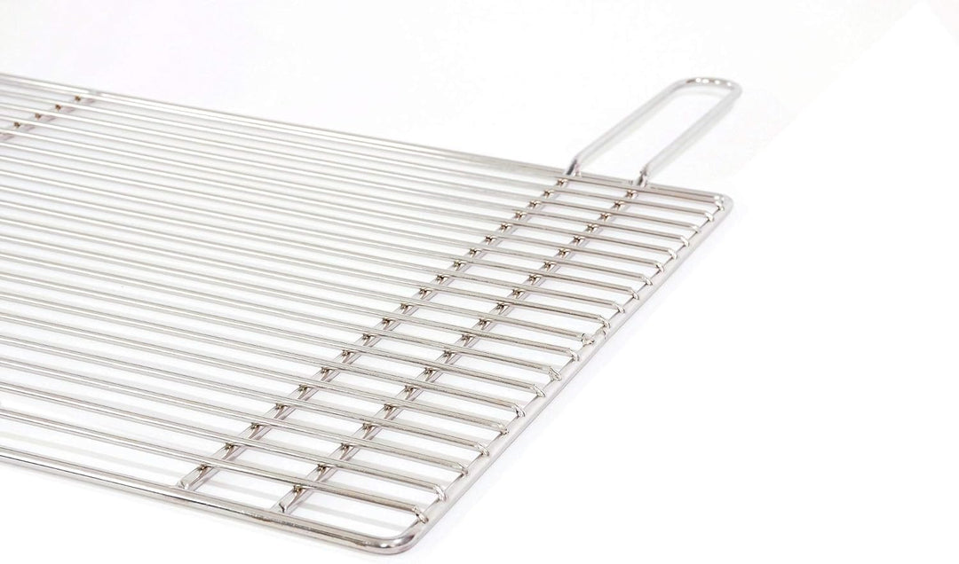 Grillrost 80 x 40 cm mit Griff aus Edelstahl 4 mm rostfrei und elektropoliert