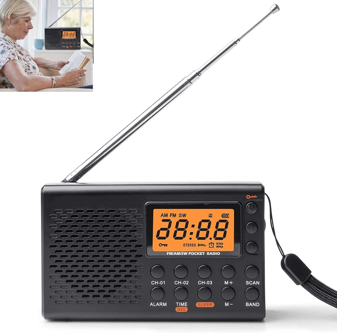 Tragbares Radio AM/FM/SW Kofferradio, Netz & Batteriebetrieb LED-Display mit Bestem Empfang Eingebau
