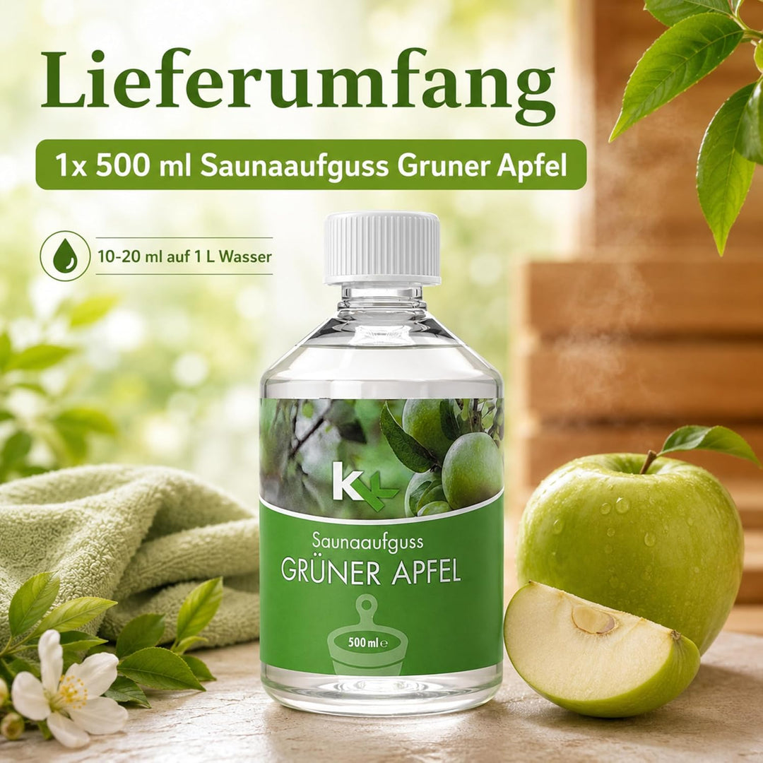 KK Sauna Aufguss Konzentrate PREMIUM | 500 ml Flasche | Made in Germany | Wellness für Zuhause | Grü