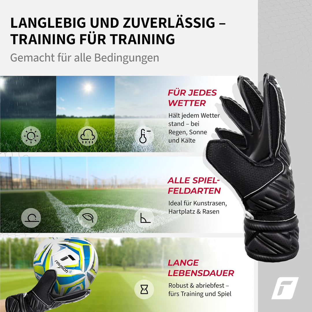 Reusch Jungen Attrakt Junior Unisex Torwarthandschuhe mit Aussennaht Schnitt und Solid Belag, Geeign