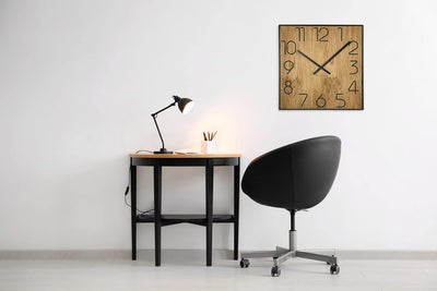 FLEXISTYLE Holzwanduhr Wood Square Holz Eiche 50cm Durchmesser holzoptik ohne tickgeräusche