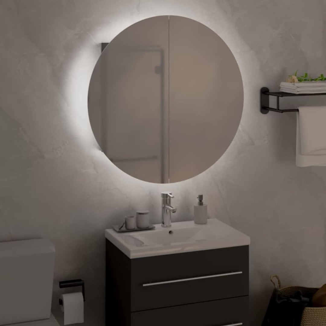 Tidyard Badezimmerschrank mit Rundem Spiegel & LED LED-Badschrank LED-Spiegelschrank Hängeschrank Wa