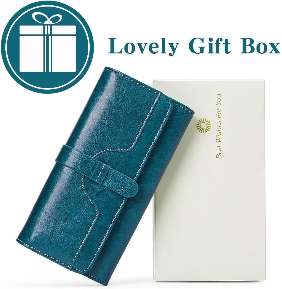 SENDEFN Portemonnaie Damen Gross, RFID-Blockade Damen Geldbörse, Grosse Leder Geldbörse für Damen mi