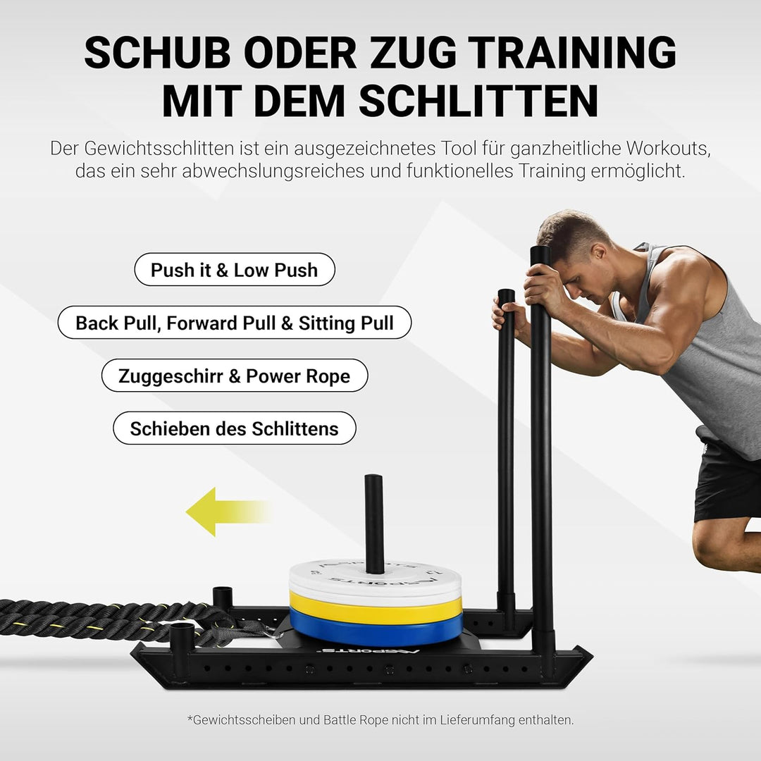 MSPORTS Gewichtsschlitten Premium - Power Sled, Powerschlitten, Sprint- und Zugschlitten, Schnellkra