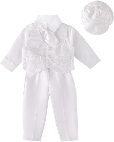 Lito Angels Baby Jungen Taufkleidung Taufanzug Taufe Kleidung Weisser Anzug/Elfenbein mit Haube Grös