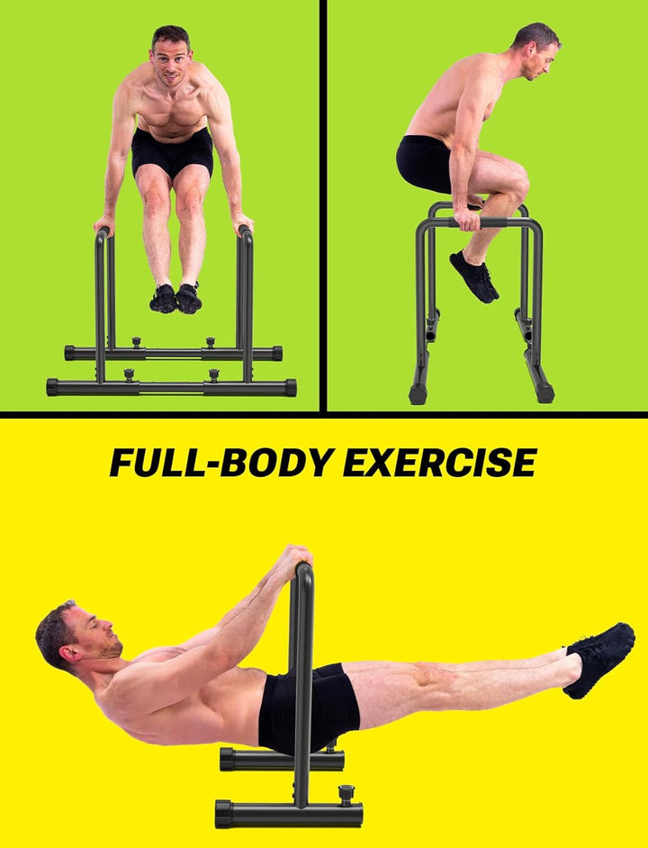 Yoleo Verstellbare Dip Barren – 500 kg Dip-Station, tragbar, funktional, Fitness-Bar mit Sicherheits
