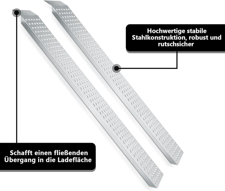 Ikodm 2X Auffahrrampe Verladeschiene Verzinkter Stahl Verladerampen Traglast bis zu 400 kg Laderampe
