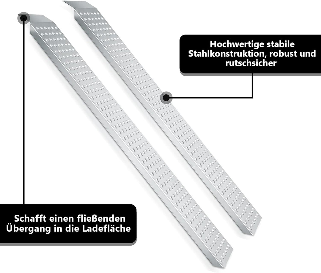 Herrselsam Verladerampe 2er Set Auffahrrampe 400kg Tragfähigkeit Laderampe Antirutsch verzinkter Sta