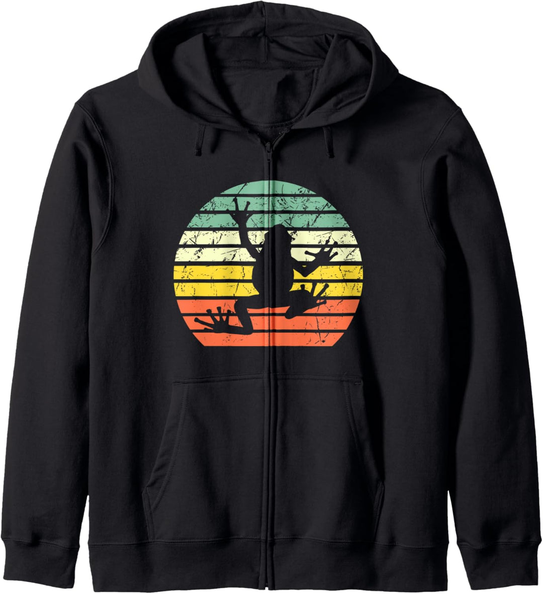 Frosch Amphibie Vintage Retro Sonnenuntergang Grafik Kapuzenjacke