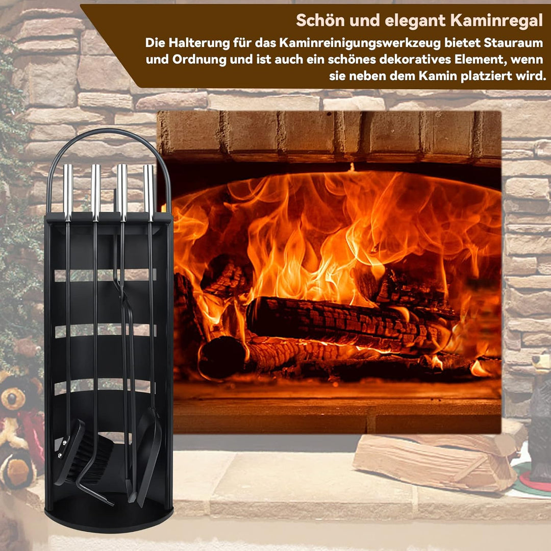 Froadp 5 Teilig Kaminbesteck Edelstahl Gusseisen Kaminreinigungsset Kamingarnitur mit Edelstahlgriff