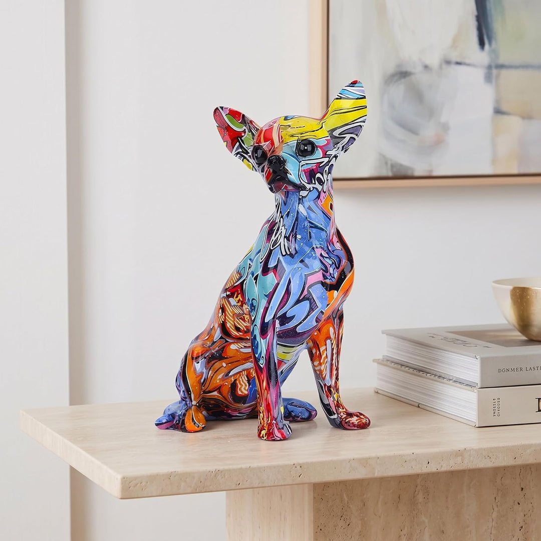 suruim Bunt Chihuahua Figur Deko, Bulldogge, Chihuahua, Hund, Statue, Wohnzimmer, Ornamente, Haus, E