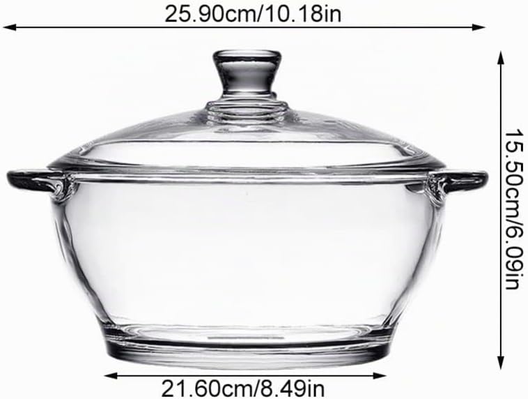 GANAZONO Glastopf Kochen Glas-Kochgeschirr Suppenterrine Aus Borosilikatglas Widerstandsfähiger Nude