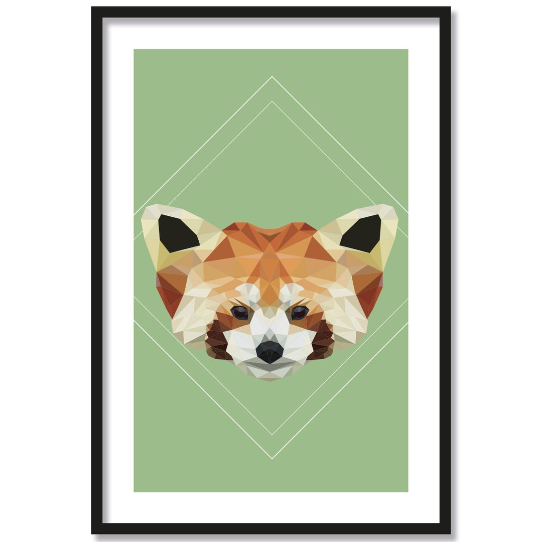 JUNIWORDS Poster mit/ohne Holzrahmen - Wähle ein Motiv - Panda im Low Poly Style - Wähle eine Grösse