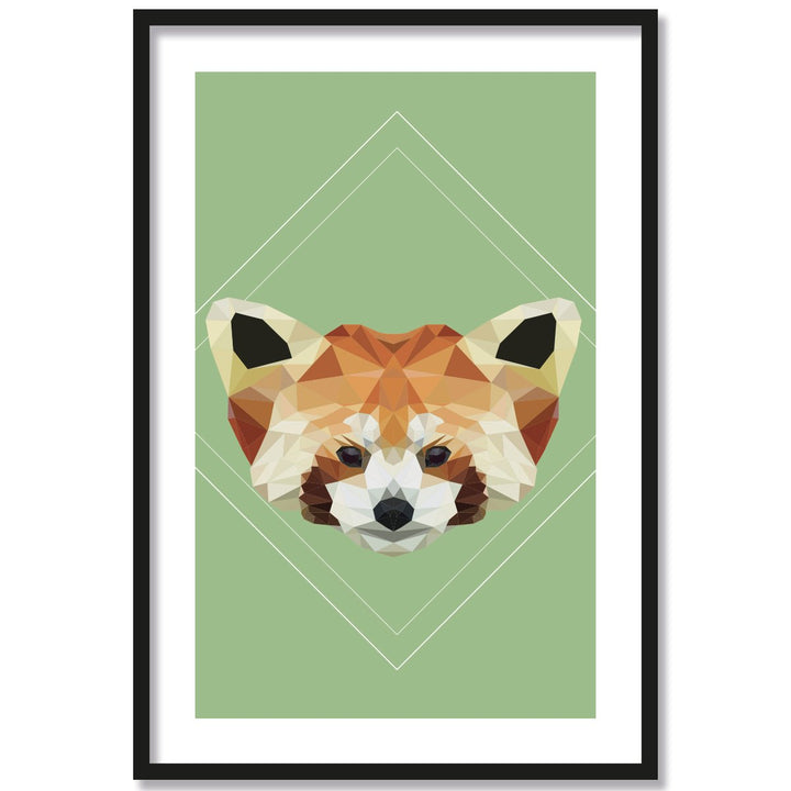 JUNIWORDS Poster mit/ohne Holzrahmen - Wähle ein Motiv - Panda im Low Poly Style - Wähle eine Grösse