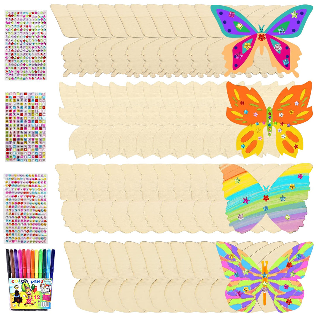 Schmetterling Bastelset, 40 Stück Schmetterlinge Holz Kindergeburtstag Basteln, Schmetterlinge Deko