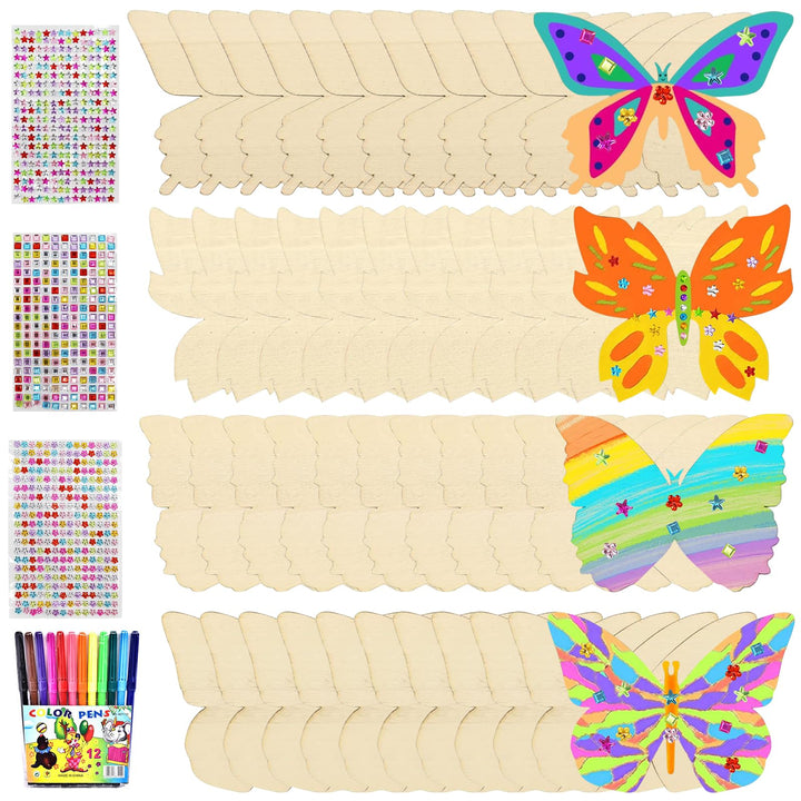Schmetterling Bastelset, 40 Stück Schmetterlinge Holz Kindergeburtstag Basteln, Schmetterlinge Deko