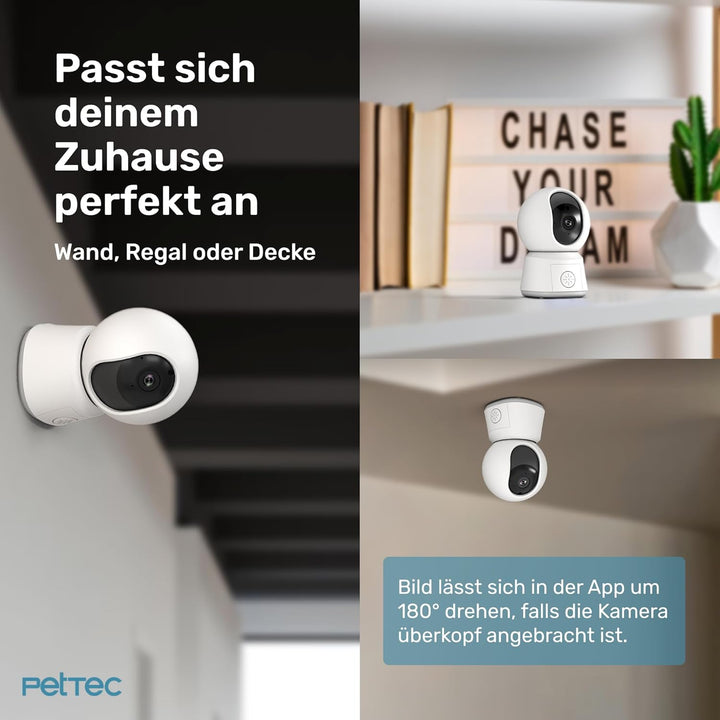 PetTec® Pet Cam Laser - Haustierkamera mit App [OHNE ABO-Falle] - Katzen Kamera Zuhause mit Bewegung
