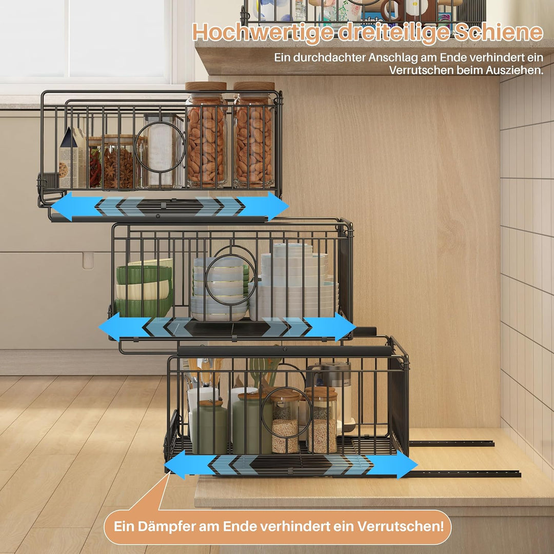4 Stück Metall Schrank Organizer Kleiderschrank, Kein Bohren Ausziehbarer Schrank-Organizer, Stapelb