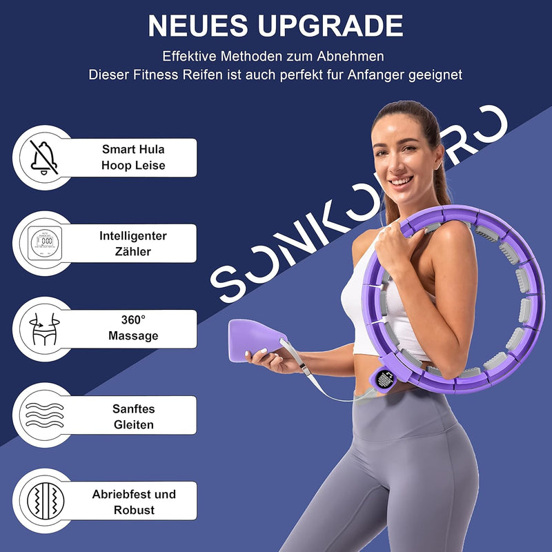 Smart Hula-Hoop Reifen Erwachsene & Anfänger,Hullahub Reifen zum Abnehmen，Smart Fitness Hoop Leise 1