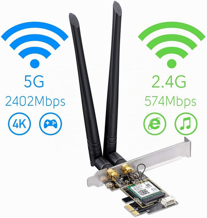 Cudy AX3000 WiFi 6 PCIe Karte für PC, Bluetooth 5.2 PCIe Karte, Intel AX200, WiFi 6-Geschwindigkeit,