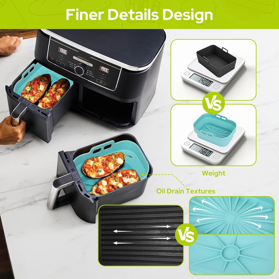 Alyvisun 4 Stück Airfryer Silikon Basket Wiederverwendbar Backform Air Fryer Silikonformen Rechtecki