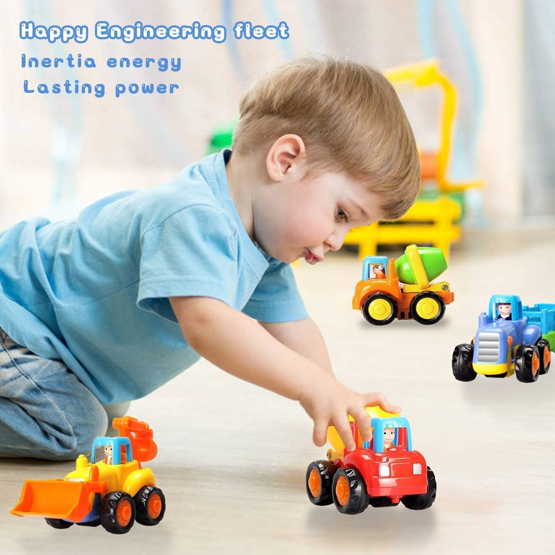 MOONTOY Baby Spielzeugauto Bagger Konstruktionsfahrzeuge Baufahrzeuge 4 in einem Set für Kinder, Tra