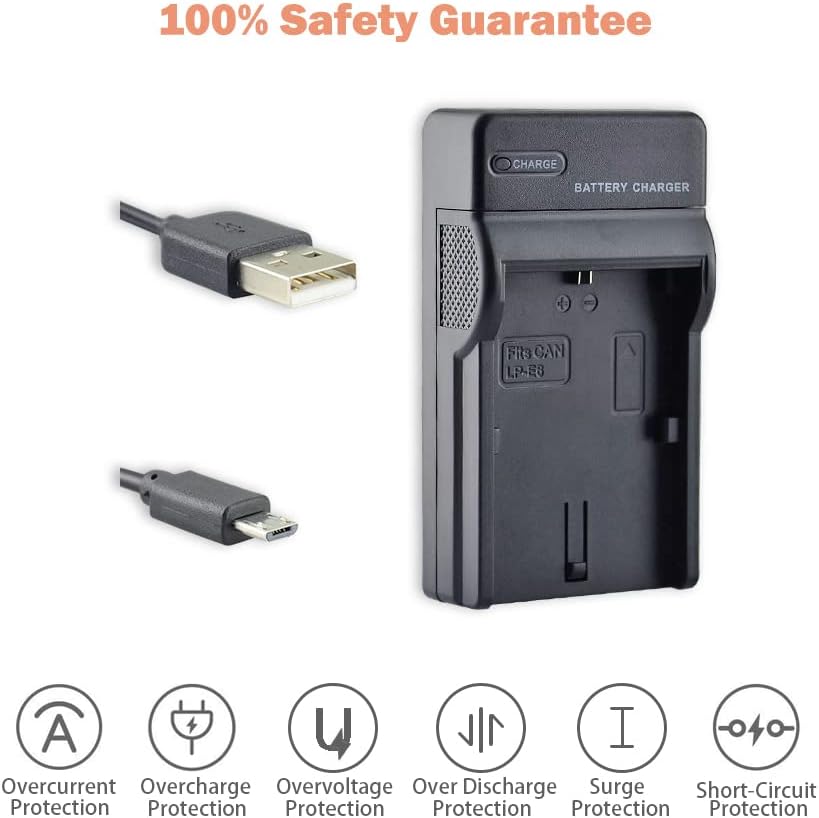 DSTE BG-E14 Batteriegriff + 2x LP-E6 Batterie + USB Ladegerät für Canon EOS 70D 80D