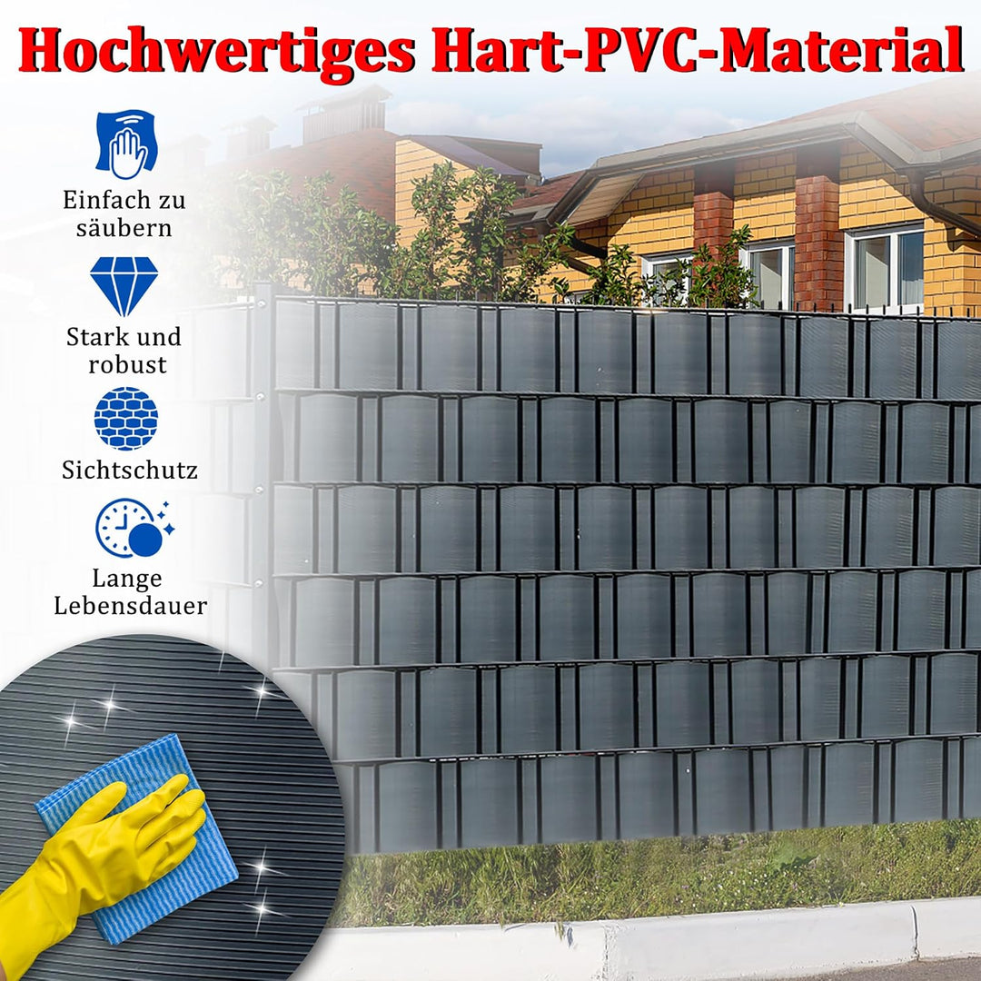 NAIZY 20x Sichtschutzstreifen Hart PVC Sichtschutzfolie 2,5m x 19cm Sichtschutz Zaun Rolle Blickdich