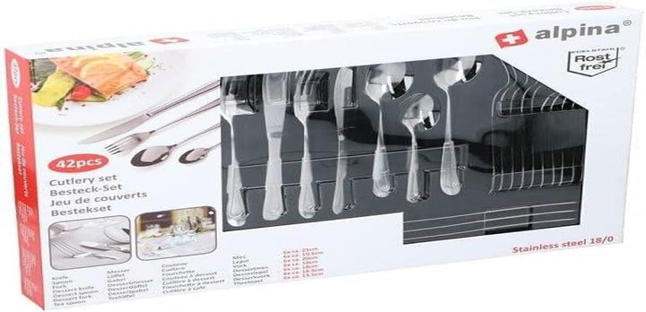 alpina Besteck Set 42-Teilig - Besteck Set 6 Personen - Mit Besteck Messer, Gabeln und Löffel - Best